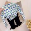 Camiseta de Niña para Primavera y Otoño Bebé Elegante Infantil Moderna Versión Coreana Corazón Flor Volantes Cuello Alto Camiseta Base