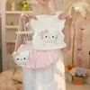 Verano 2025 Nuevo para Niñas Lindo de Manga Volante Gato Rosa Traje Muñeca Grande Top Pantalones Cortos Rosa Capullo