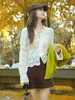 Elegante y sofisticado conjunto de mujer estilo coreano, nuevo estilo de vacaciones otoño e invierno 2026, conjunto de dos piezas de suéter de punto holgado y camisa