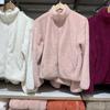 Casaco Quente Outono e Inverno Feminino Longo de Veludo Lã Polar com Zíper Cardigan de Manga Longa W439138