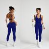 Nuevo Enterizo de Yoga Ajustado Sin Costuras de Secado Rápido con Halterneck Descubierto en la Espalda, Delgado, de una Pieza, Ropa Deportiva para Fitness y Yoga para Mujer