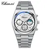 Relógio Masculino Dawn Watch Multifunção Calendário Fase da Lua Cronógrafo Moda Pulseira de Aço Luminoso À Prova d'Água Fábrica de Origem