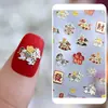 Año del Caballo Año Nuevo Festival de Primavera Estilo Chino Arte de Uñas Diseño en Relieve Dorado y Plateado "Hazte Rico al Instante" Pegatinas para Uñas Lingote de Oro