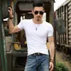 2026 Verão Novo Estilo Gola Redonda Moderna Manga Curta Camiseta para Homens Cor Sólida Casual Simples Slim Fit Top para Homens Comércio Exterior Transfronteiriço