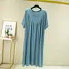 Vestido Solto 2026 Verão Fino Modal Acima do Joelho Longo Linha A Emagrecedor Camisola Vestido de Casa Plissado