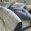 Conjunto de Roupa de Cama de Algodão Escovado de Alta Qualidade para Quarto Principal, Conjunto de Quatro Peças, Lençol e Capa de Edredom Espessos e Amigáveis à Pele para Outono e Inverno, Roupa de Cama Simples de Algodão Puro