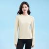 Blusa de Seda Gelada com Proteção Solar de Manga Longa Respirável Top Esportivo Casual para Uso Externo Fitness Camiseta de Seda Gelada Top Feminino