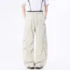 Ropa de Hombre Fengshe / Verano 2026 Nuevos Pantalones Casuales de Pierna Ancha Sueltos Estilo Americano Pantalones Casuales de Corte Curvo Largos hasta el Suelo