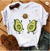 Moda de Verano Casual Aguacate Patrón de Aguacate Cuello Redondo Estampada Camiseta de Mujer Manga Corta
