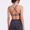 Sujetador Deportivo Estampado de Leopardo para Mujer Espalda Bonita Cruzado Correas Finas Alta Elasticidad Ajustado Transpirable para Correr Fitness Yoga