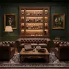 Sofá de Bar de Charutos, Sofá de Bar de Uísque Americano, Conjunto de Mesa e Cadeiras de Café Estilo Velho Oeste Retrô, Cadeira Individual de Tigre