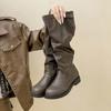 Botas Chelsea Melard Estilosas com Salto Grosso para Mulheres, Botas Slim Estilo Retrô Outono e Inverno 2025 para Combinar com Casacos, Botas Western Slouch