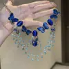 Colar Verde Cintilante Estilo Floresta com Diamantes Inteiros, Nicho de Luxo Leve, Design Exquisito e de Alto Padrão, Corrente de Clavícula para Noite Fashion e Versátil