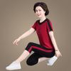 Conjunto de Verão para Mães, Camiseta de Manga Curta com Gola Redonda e Calça Cropped Esportiva para Mulheres, Novo Modelo 2026, Conjunto Fino de Duas Peças para Meia-Idade e Idosos