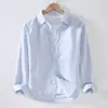 Camisa de lino de manga larga para hombre, camisa de lino de algodón holgada informal japonesa para hombre, camisa de vestir exterior de primavera y verano