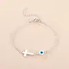 Pulsera Ins Japonesa y Coreana Moda Aleación Goteo de Aceite Pulsera de Ojo Pulsera de Cruz Pulsera para Mujer Europea y Americana