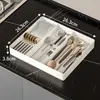 Caja de almacenamiento retráctil para cajón de cocina, organizador empotrado para cubiertos, utensilios y palillos de gabinete de cocina
