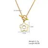 Corrente de Suéter Estilo Ins Europeu e Americano Banhada a Ouro 18K Fivela de Flor Ct Corrente para Clavícula Pingente de Flor de Cinco Folhas Francesa Colar de Aço Titânio