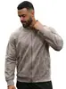 Chaqueta de Suede con Cremallera para Hombre Temu Transfronteriza Europea y Americana, Patchwork de Color Sólido Cuello Alto, Sencilla de Color Sólido Ajustada
