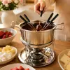 Olla de fondue de queso de acero inoxidable para uso doméstico, olla de fondue de chocolate, olla de queso para varias personas, olla de helado francés de autoservicio DIY