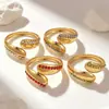 Anillo de titanio y acero con circonita estilo europeo y americano, incrustaciones de diamante, anillo abierto de acero inoxidable de alta gama, nicho ins de lujo ligero