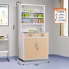 Gabinete Médico Occidental con Lavabo, Mesa Dispensadora y Gabinete para Medicamentos con Acabado de Madera Impresa por Transferencia para Clínicas y Consultorios Médicos Escolares