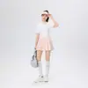 Conjunto Esportivo Casual de Golfe Tênis Feminino Primavera/Verão Manga Curta Gola Polo Slim Fit Listrado