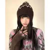 Chapéu de Lã Cinza Vintage para Mulheres, Estilo Faculdade Fair Isle de Inverno, Chapéu de Tricô Quente Espesso com Proteção de Orelhas, Gorro Versátil