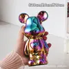 Envío directo de decoración de oso de lujo para mueble de TV, oso grande en forma de corazón de alta gama para sala de estar del hogar hecho de cerámica y galvanizado