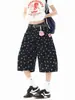 Pantalones Vaqueros Cortos con Estampado Integral de Lunares Retro Americano para Hombres y Mujeres, Pantalones Cortos de Verano con Diseño Resistente, Pantalones de Largo Medio Holgados de Talla Grande