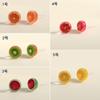 Pendientes de fiesta de frutas de dibujos animados de estilo coreano con clip para las orejas de melocotón fresco con atmósfera de otoño e invierno, lindos pendientes de fresa para mujer
