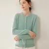 Nuevo Cárdigan de Cachemira para Mujer Cuello Redondo Manga Larga Tejido de Punto Casual Cómodo Manga Larga Holgado Prendas de Abrigo Suéter Capa Base
