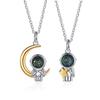 Collar de pareja de astronautas de plata de Carlo Song para hombre y mujer, colgante de lujo con diseño de astronauta de dibujos animados, accesorios para San Valentín.