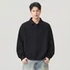 Sudadera de peso pesado con cuello polo, nueva para el otoño de 2026 en Anyang, corte holgado, versátil, jersey de manga larga, top de moda, venta al por mayor