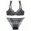 Liquidación Especial Set de Brasier Sexy de Encaje Transparente Ultrafino Exquisito Patrón de Encaje con Aro de Acero Ropa Íntima para Mujer