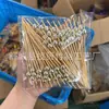 Palitos Decorativos de Bambu Dourados Descartáveis Frutas Prateados 100 unid/Pacote Palitos de Cocktail Dourados Petisco