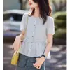 Blusa Chic Retro Frances de Lunares Ajustada 2026 Verano Nueva Moda Camisa Dulce y Elegante de Manga Corta