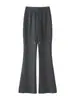 Pantalones deportivos grises para mujer para otoño e invierno, forrados de polar, nuevo modelo 2026, de cintura alta, corte ajustado, ligeramente acampanados para mujeres petite