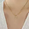 Colar com pingente de roda-gigante transfronteiriço com aço titânio banhado a ouro zircônia 26 letras corrente clavícula fabricantes atacado acessórios