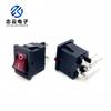 Para KCD1-104, rojo con luz, enchufe lateral de pie curvo derecho de 4 pines, interruptor de barco de 2 velocidades, interruptor basculante de doble vía y doble control