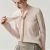 Suéter de Cachemir Pulóver con Lazo de Dama Suéter para Mujer Amigable con la Piel 2025 Otoño e Invierno Nuevo Suéter de Punto Ajustado