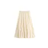 Falda de volantes color albaricoque para mujer, nueva de primavera y otoño, combinable, línea A, cintura alta, adelgazante, chica spice, gran vuelo, longitud media, falda tipo paraguas, Ins