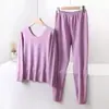 Ropa interior térmica de abrigo para mujer, engrosada, forrada de polar, de terciopelo, ropa de otoño, traje de pantalones largos, invierno, sin costuras