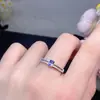 Anillo de Plata S925 con Tanzanita Natural Anillo para Mujer Moda Transfronteriza Europea y Americana Lujo Ligero Personalizado Versátil Elegante Dedo de Propuesta