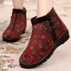 Zapatos de tela del viejo Pekín para mujer, zapatos para ancianos, zapatos de algodón, de caña alta para invierno, para mediana edad y ancianos, zapatos para madre, cómodos, gruesos, cálidos, zapatos de leche