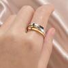 Anillo Japonés y Coreano Sencillo de Personalidad Apilable de Oro 18K para Rostro y Ciruela Anillo Acero Inoxidable Apertura Ajustable