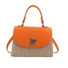 Bolsos para Mujer 2024 Verano Nuevo Estilo Bolso Caja de Paja Moda Cerradura de Flor Bolso Cuadrado Pequeño de Hombro Cruzado Bolso Mensajero para Mujer