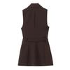 2025 Nuevo Otoño Chaleco Largo con Cinturón de Rayas Laterales para Mujer 8741326 Pantalones Rectos Casuales de Cintura Alta 8742326