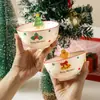Conjunto de tigela e prato estilo cartoon em relevo de árvore de Natal e homem de gengibre, louça de cerâmica de Natal, de alta qualidade e esteticamente agradável, adequado para uso doméstico
