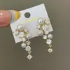 Pendientes de Plata de Ley 925 con Borla de Perlas y Circonita Estilo Coreano para Mujer Pendientes de Botón de Moda Versátiles Pendientes de Circonita Exquisitos de Lujo Ligero